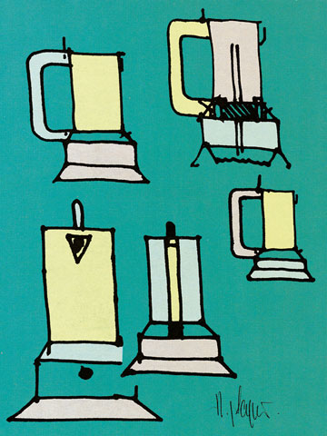 סקיצה של ריצ'ארד סאפר לכלי להכנת קפה (באדיבות מוזיאון אלסי, איטליה)