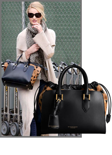 ברברי קראש: רוזי הנטינגטון-ווייטלי חידשה את ארסנל התיקים שלה בדגם חדש של ברברי (11,500 שקל) (צילום: splashnews/ asap creative)