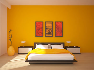 אוהבים צבעים עזים? כדאי לשלב אותם בקיר שבגב המיטה ולא מולה (צילום: shutterstock)