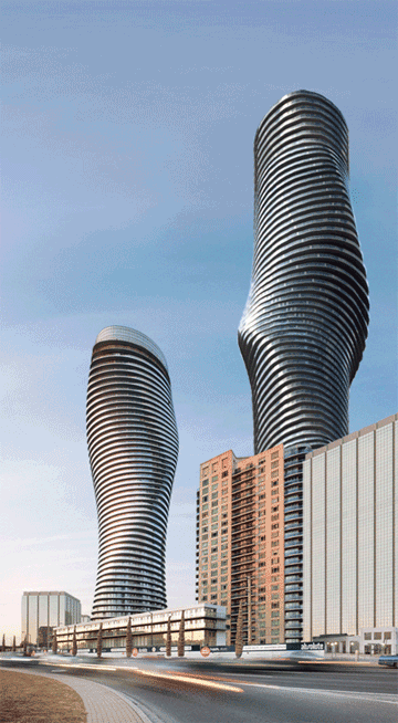זה דווקא לא פרויקט של זאהה חדיד. מגדלי Absolute  בקנדה, בתכנון MAD (Photo: Tom Arban ,gif: Axel de Stampa)