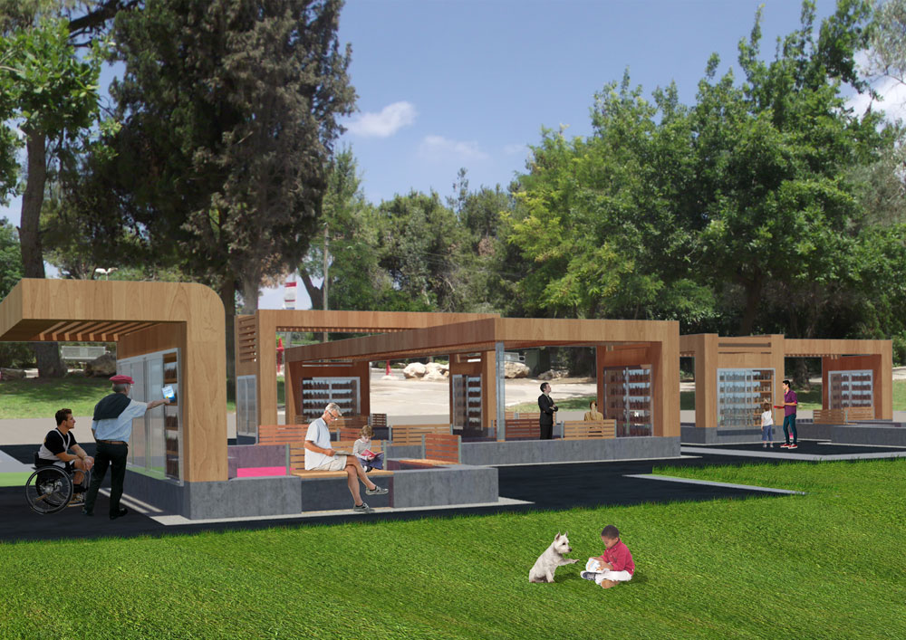 קרין ג'וזף לוי מהמכללה למינהל ביקשה להחיות ולהכניס משתמשים חדשים למרכז גן ''סן סימון'' בירושלים, באמצעות שני מוקדים חדשים: ספרייה ציבורית וסקייט-פארק (הדמיה: קרין ג'וזף לוי)