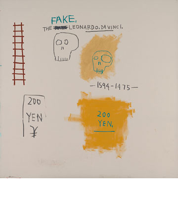 בדיקה של מושגי ה''גבוה'' וה''נמוך'' באמנות. עבודה של ז'אן מישל בסקיאט. copyright © The Estate of Jean-Michel Basquiat. Licensed by Artestar, New York  (צילום: אלעד שריג)