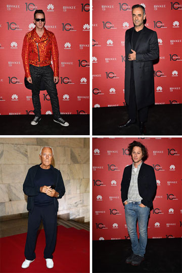 אירוע העשור של הווג הסיני הפך למסיבת הנעילה של שבוע האופנה במילאנו. האורחים ג'רמי סקוט, פרנסיסקו קוסטה, ארתור ארבסר וג'ורג'יו ארמאני (צילום: gettyimages)