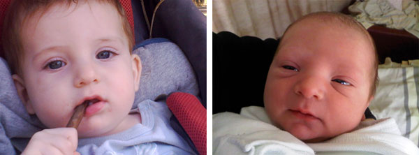 בן יומיים (מימין) ושנה אחר כך. הייתי אומרת לעצמי, הנה, עוד יום עבר