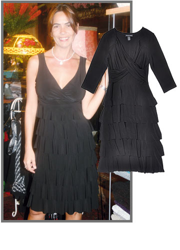 מיכל זוארץ בשמלה שחורה של פרנק ליימן (1,400 שקל)
