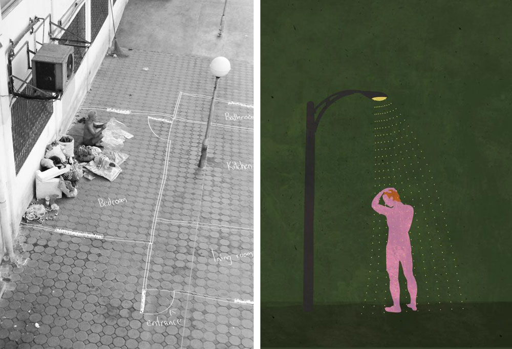 מימין: ''אינטימיות אבודה'', בעיצוב Priscillia Dos Santos מבלגיה. משמאל: העבודה של Prim Bunsopis מתאילנד (באדיבות 4Tomorrow)