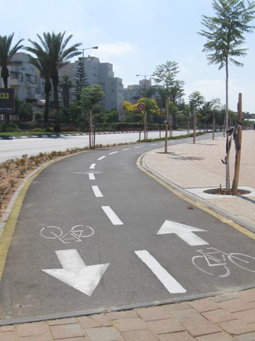 כמו בחו"ל. מסלול אופניים עירוני (צילום: אריאלה אפללו)
