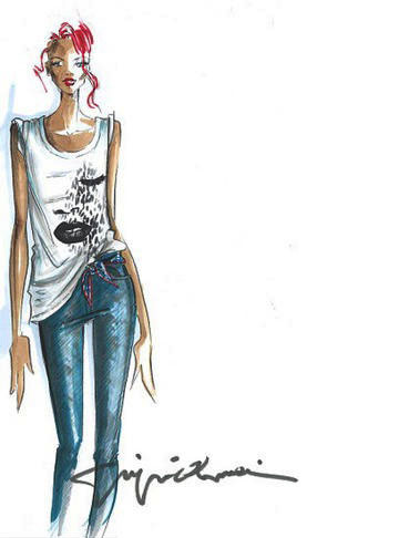 עיצוב מקולקציית הקפסולה של ריהאנה לארמאני ג'ינס. בהשראת סגנונה האישי של הזמרת