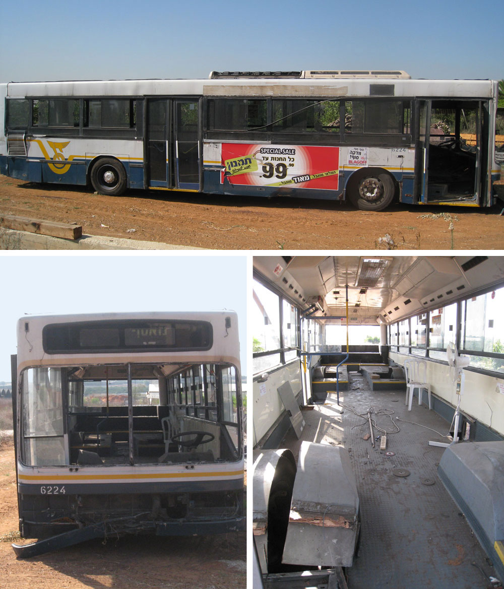 נקודת הפתיחה: אוטובוס ישן והרוס שנקנה במוסך ''דן'', 12 מטרים וחצי אורכו, שני מטרים וחצי רוחבו, חלק אחורי גבוה מהקדמי וגלגלים שבולטים פנימה טלי שאול חגית מורבסקי בית באוטובוס