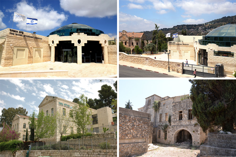 המבנים השונים שמרכיבים את המתחם: בית החולים, בית וואהל (שהפך לספרייה של המכללה) ובית הדסה בית בוסל המכללה צפת