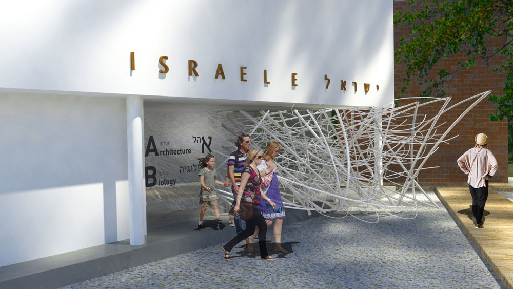 מתוך ההצעה הזוכה לביאנלה בוונציה. תמוקם בביתן שאותו תכנן זאב רכטר ב-1952, כשהתצוגה תגיב למהלך המבקרים הביתן הישראלי הביאנלה לאדריכלות 2016