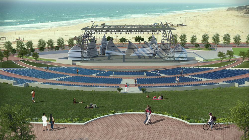 הפארק החדש של אשדוד יכלול אמפיתיאטרון עם 8.000 מושבים. 200 דונם של מרחב ציבורי חדש פארק אשדוד ים ראש השנה 2012
