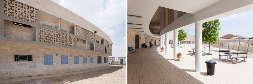 הקונספט פשוט: הכיתות פונות צפונה והמסדרון הציבורי פונה דרומה. הזווית המעוגלת של בית הספר מאווררת את החללים הציבוריים, ויחד עם המשרביות שמצלות על המעברים נוצר שטח נעים ופתוח שאינו זקוק למיזוג אוויר בית ספר חורה