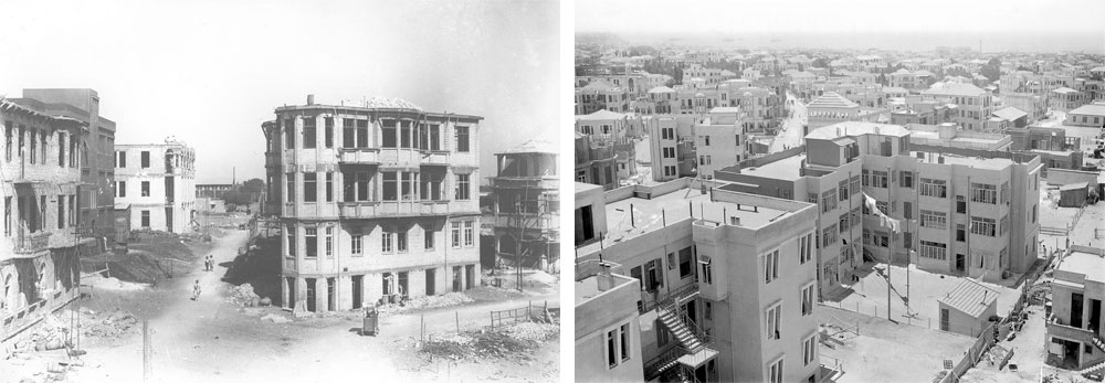 ''בית שפרן'' ו''בית רומנוב'', שמרכיבים את המתחם יחד עם וילת הבאוהאוס ביניהן, הוקמו ב-1925 לשימוש בכתבה בלבד מלון נורמן תל אביב