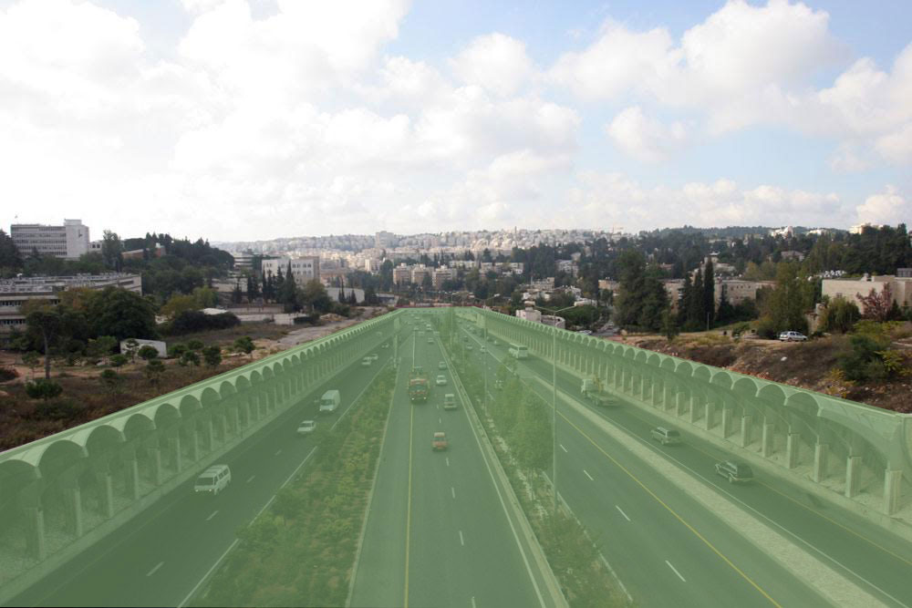 כביש בגין, במקטע שבין הכניסה לקרית הלאום ועד מחלף גבעת מרדכי, יכוסה כדי להקים עליו פארק ובתי מגורים בשוליו: 1,760 יחידות דיור קירוי בגין ירושלים