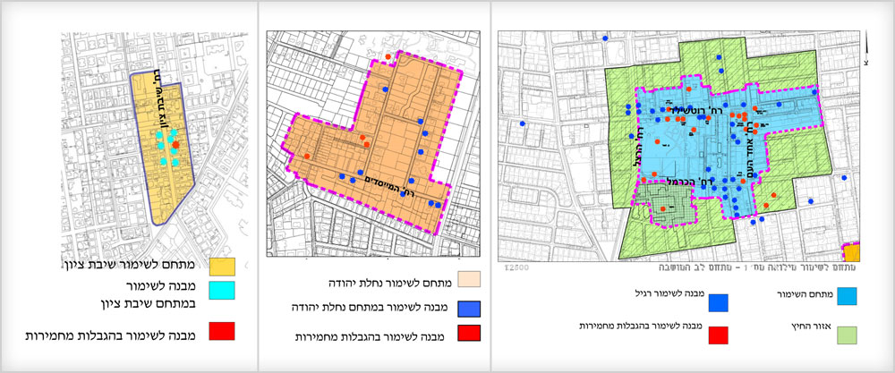 ארבעת מתחמי השימור כוללים 100 מבנים במרכז המושבה ובשכונות החקלאיות לשעבר שימור ראשון לציון תוכניות