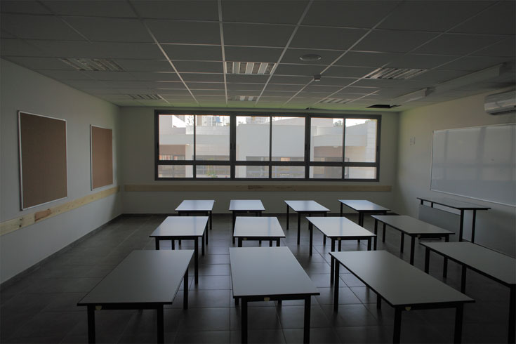 כיתה לדוגמה בבית הספר. עבודות קדחתניות נעשו השבוע כדי להשלים את הבנייה בזמן בית ספר מורשת נריה גבעת שמואל